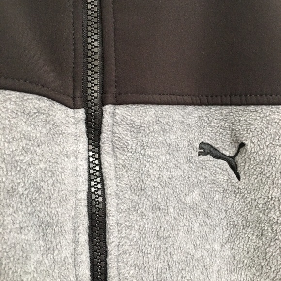 Puma Boy’s Fleece Zip Up Black Grey Jacket - Picture 4 of 8